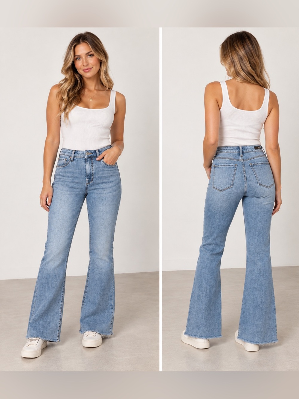 KUT from the Kloth Ana High Rise FAB AB Flare Jeans Size 2 Light Wash Raw Hem